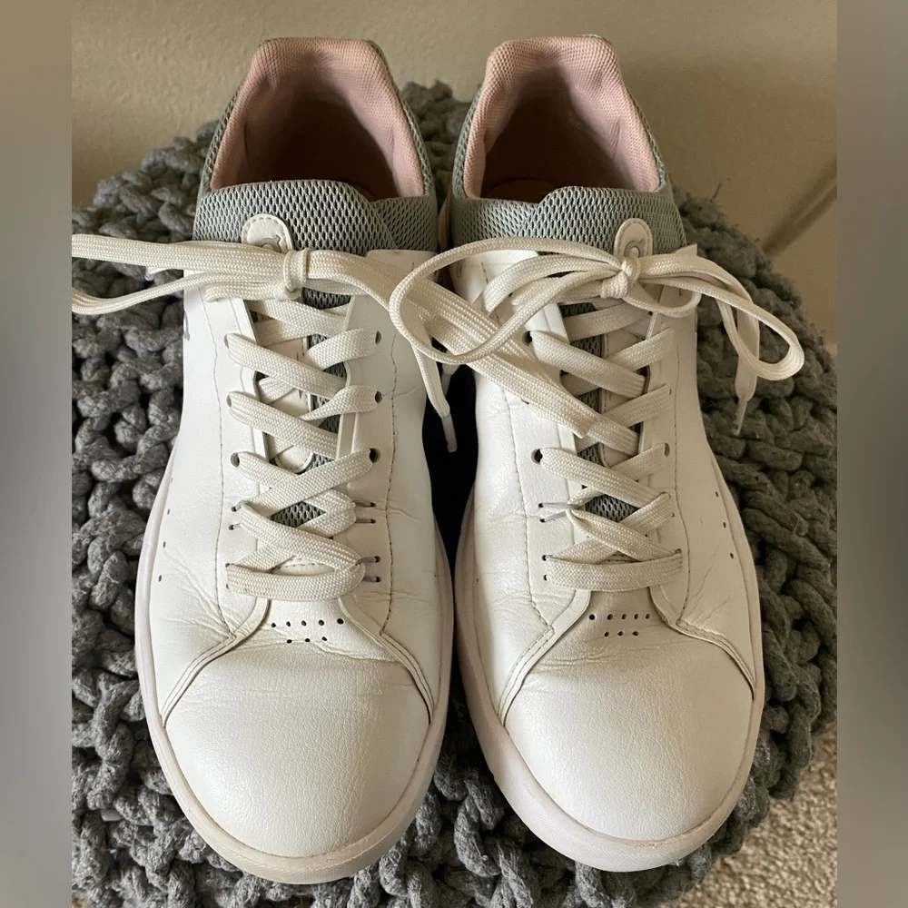 On Running Women's White Sneakers with Light Pink Accents